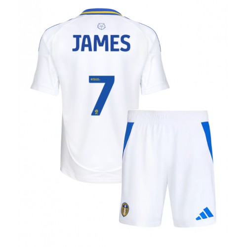 Fotballdrakt Barn Leeds United Daniel James #7 Hjemmedraktsett 2024-25 Kortermet (+ Korte bukser)